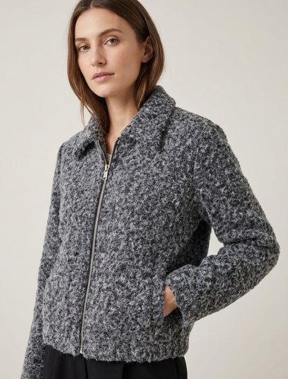 Veste boule duveteuse à poches - Noir
