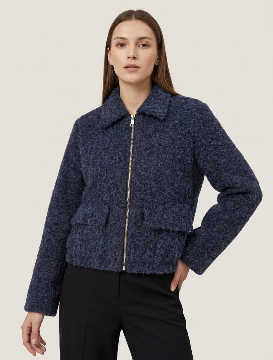 Veste boule duveteuse zippée - Marine