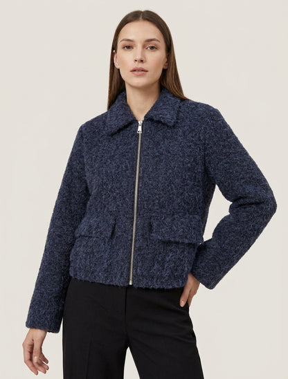 Veste boule duveteuse zippée - Marine