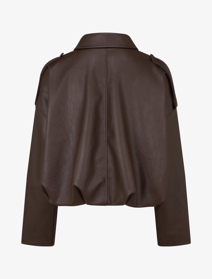 Veste simili ample style bomber - Marron - 2