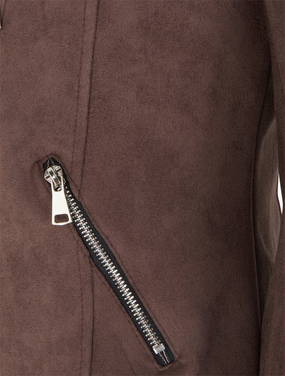 Veste style perfecto en suédine - Chocolat - 3