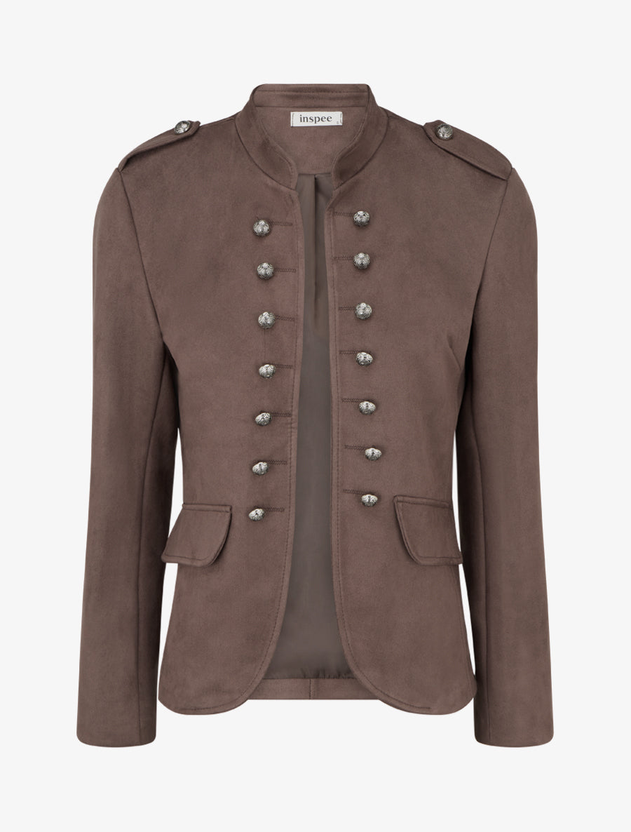 Veste en suédine style officier - Marron clair - 1