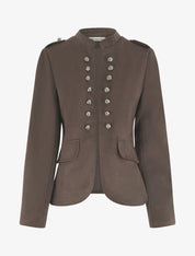 Veste suédine col montant officier - Marron clair