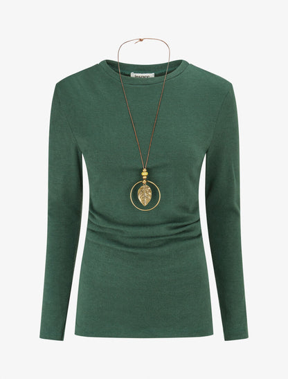 Pull fin plissé - Vert - 1