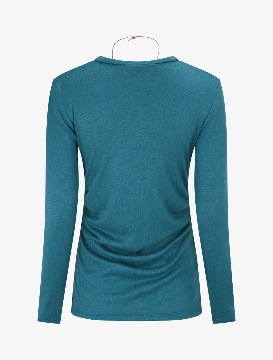 Pull fin plissé - Bleu lagon - 2