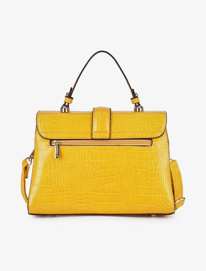 Sac Aurora imprimé croco bandoulière - Jaune