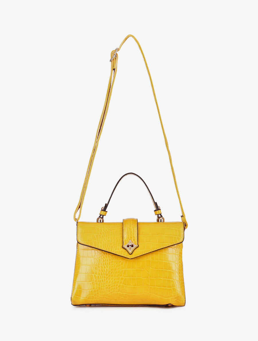 Sac Aurora imprimé croco bandoulière - Jaune