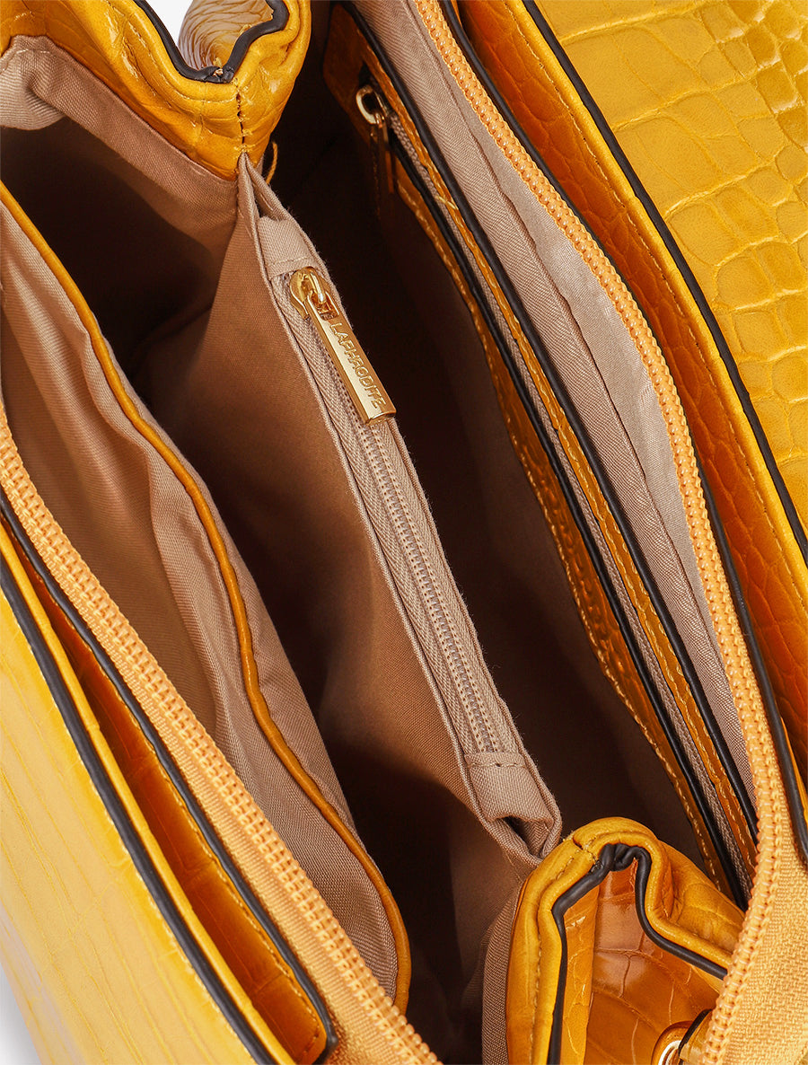 Sac Aurora imprimé croco bandoulière - Jaune