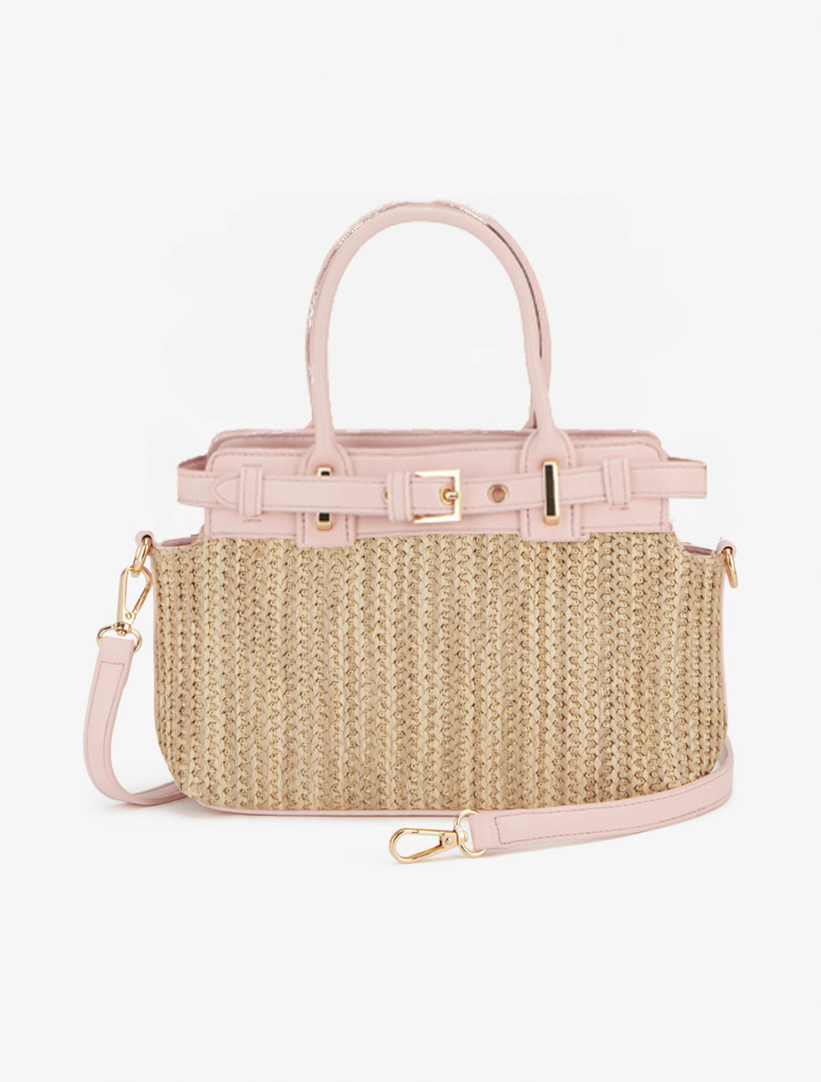 Sac à main Odette effet raphia - Rose