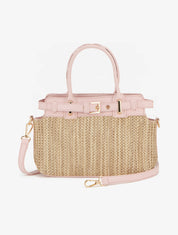 Sac à main Odette effet raphia - Rose