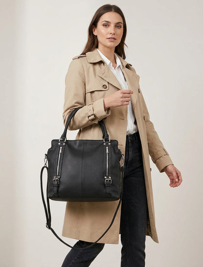 Sac cabas Eugénie simili grainé - Noir