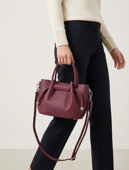 Sac besace Blanche grainé bourse - Prune