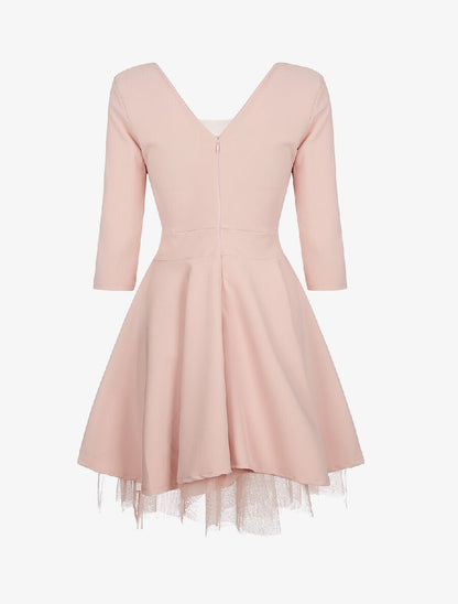 Robe épaules en tulle - rose - 2