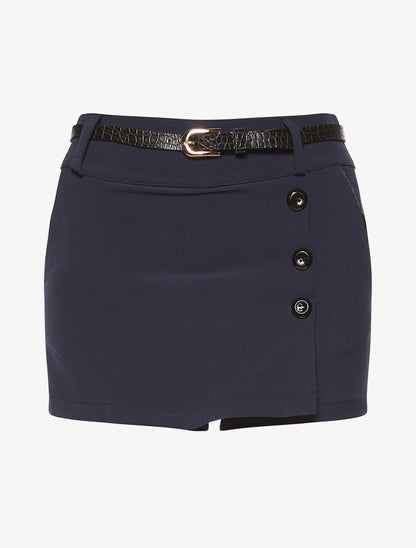 Jupe short unie - marine - 3