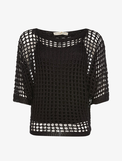 Pull filet et débardeur - noir - 1