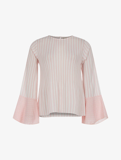 Blouse manches flutes rayée - rose - 3