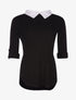 Pull doux col chemise - noir - 1