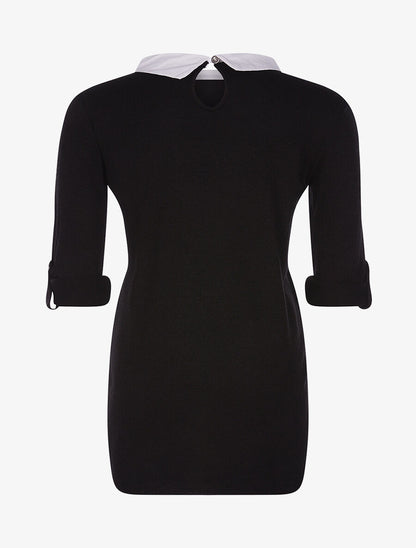 Pull doux col chemise - noir - 2