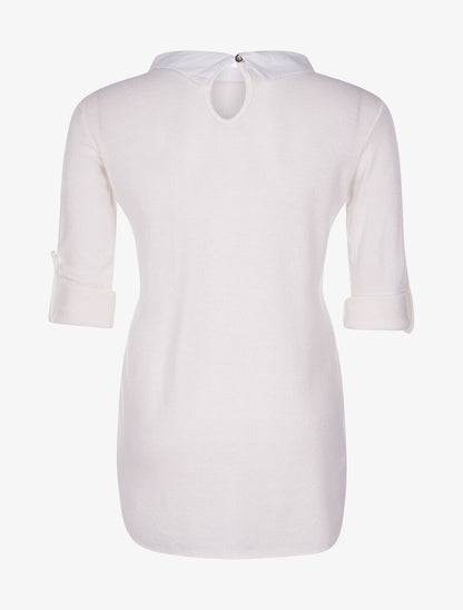 Pull doux col chemise - blanc - 2