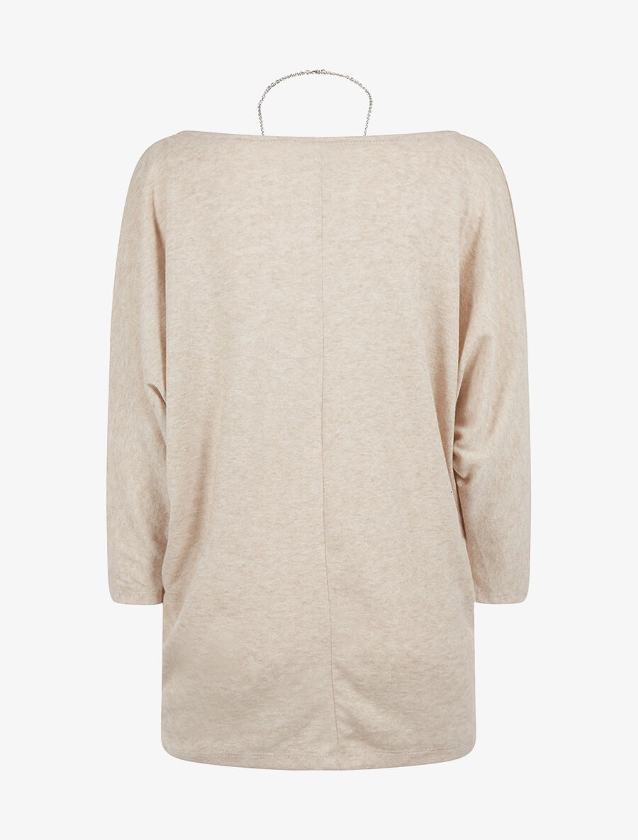 Pull doux et sautoir étoile - beige - 2