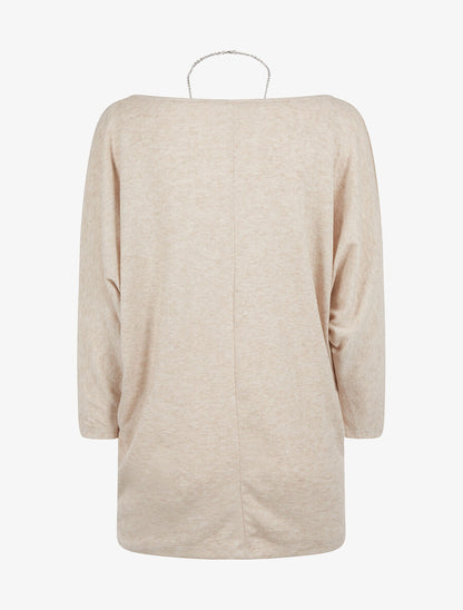 Pull doux et sautoir étoile - beige - 2