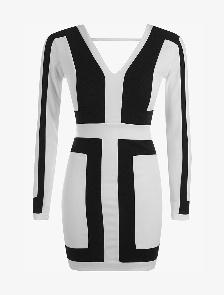 Robe graphique - blanc et noir - 3