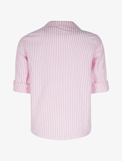 Chemise rayé basic 1 poche - rose - 2