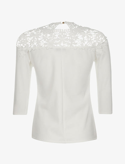 Top à plastron en dentelle - blanc - 2