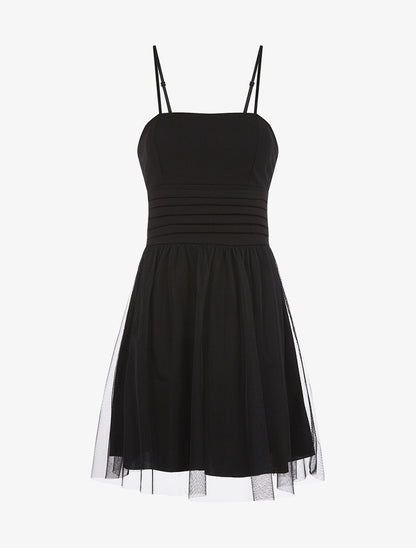 Robe ventre plissé et tulle - noir - 3