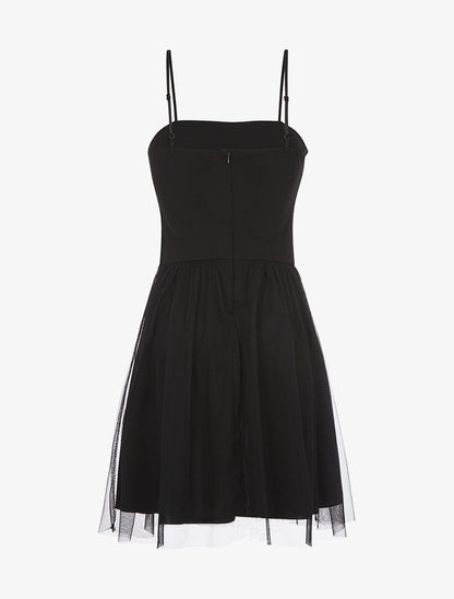 Robe ventre plissé et tulle - noir - 2