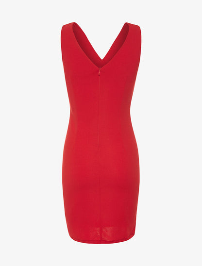 Robe poitrine à plis - rouge - 2