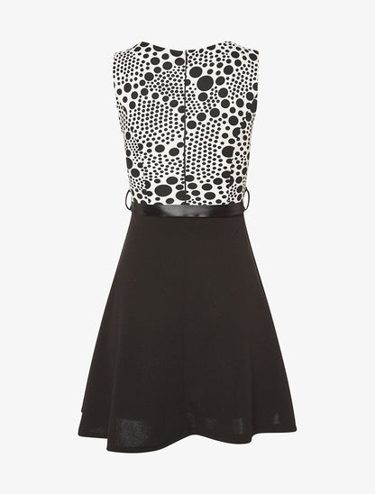 Robe buste à pois taille dentelle - blanc - 2