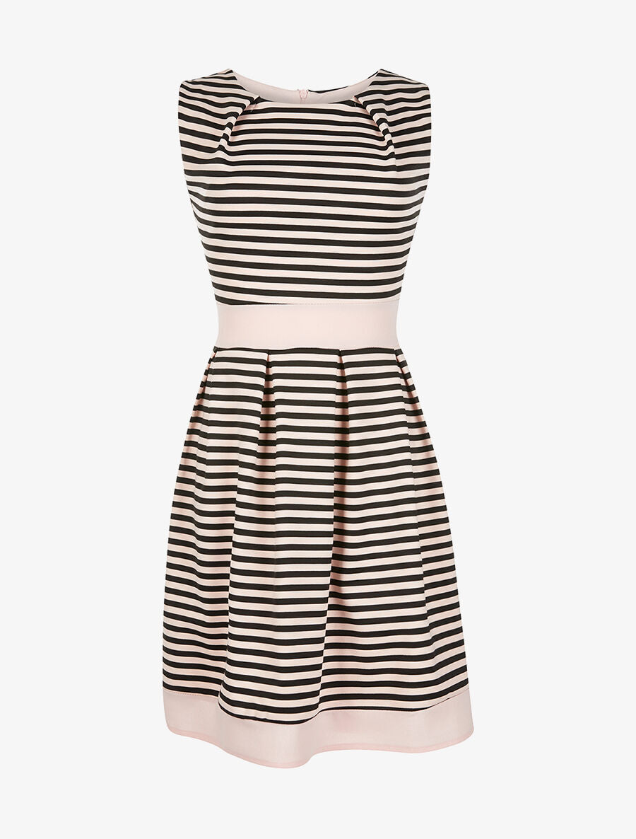 Robe patineuse rayée - rose - 1