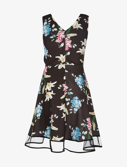 Robe imprimée taille à flot - noir - 2