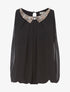 Top col claudine en strass - Noir - 1