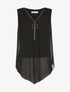 Top voile décolleté zippé - noir - 1