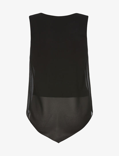 Top voile décolleté zippé - noir - 2