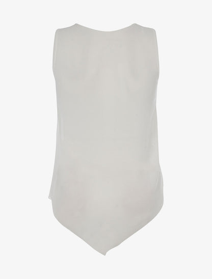 Top voile décolleté zippé - blanc - 2