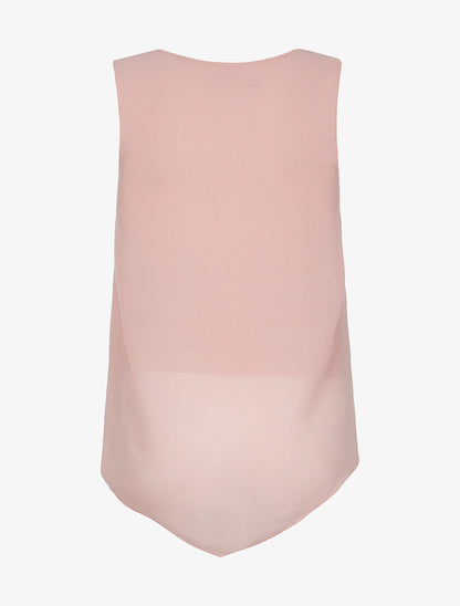 Top voile décolleté zippé - rose - 2