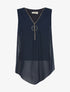 Top voile décolleté zippé - marine - 3