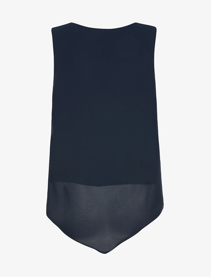 Top voile décolleté zippé - marine - 2