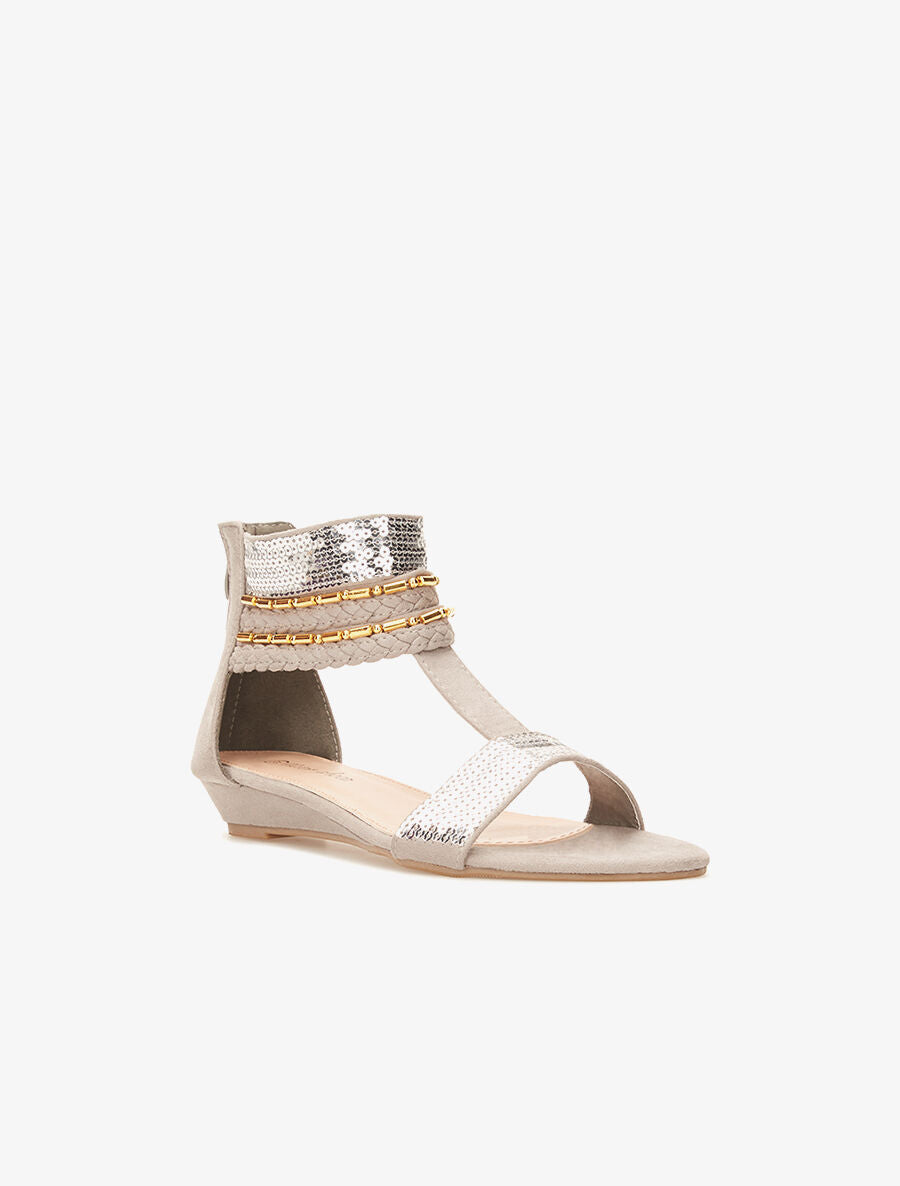 Nu-pieds chevilles à sequins - gris - 2