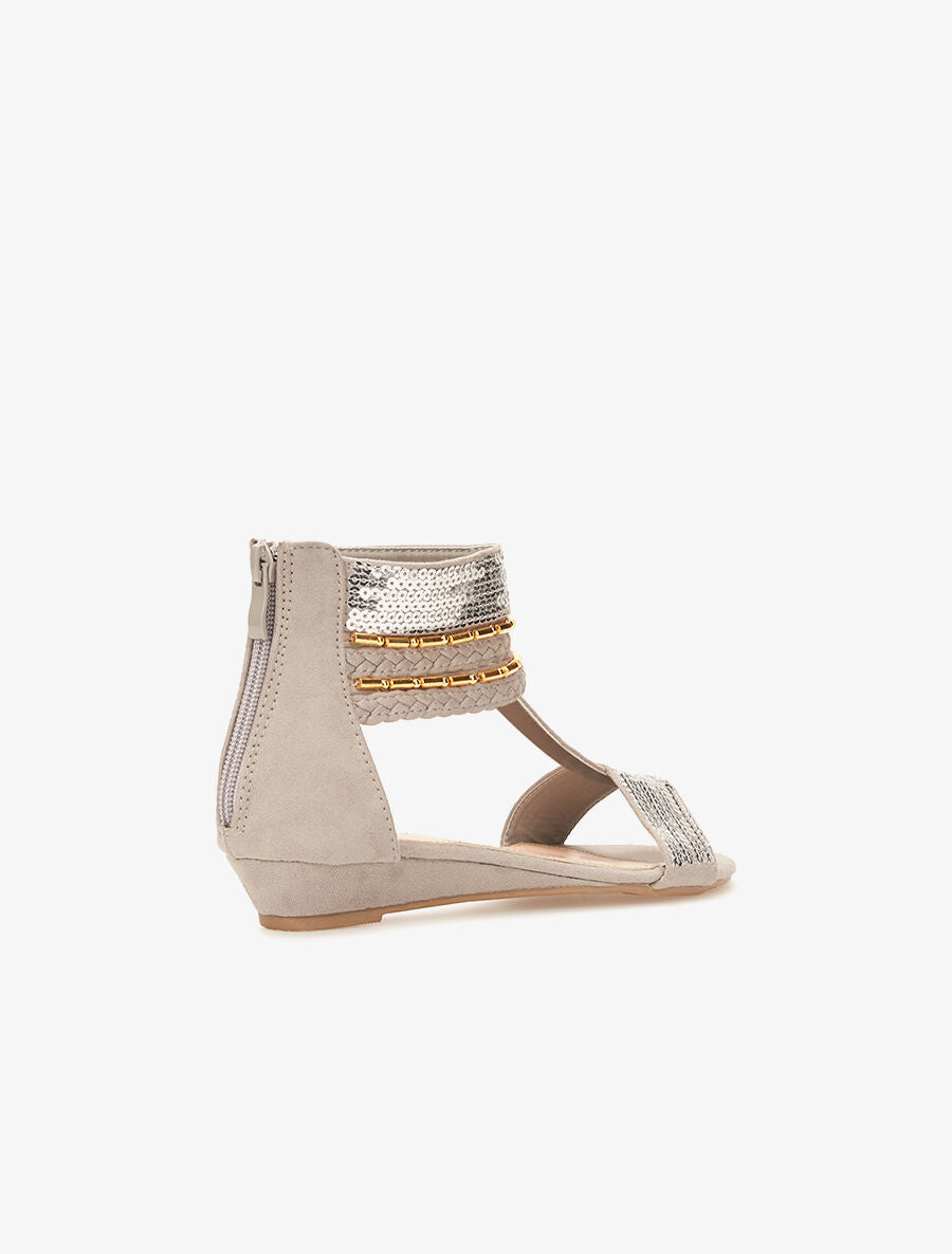 Nu-pieds chevilles à sequins - gris - 4