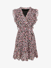 Robe patineuse mi-longue imprimé pâquerettes - Noir - 4