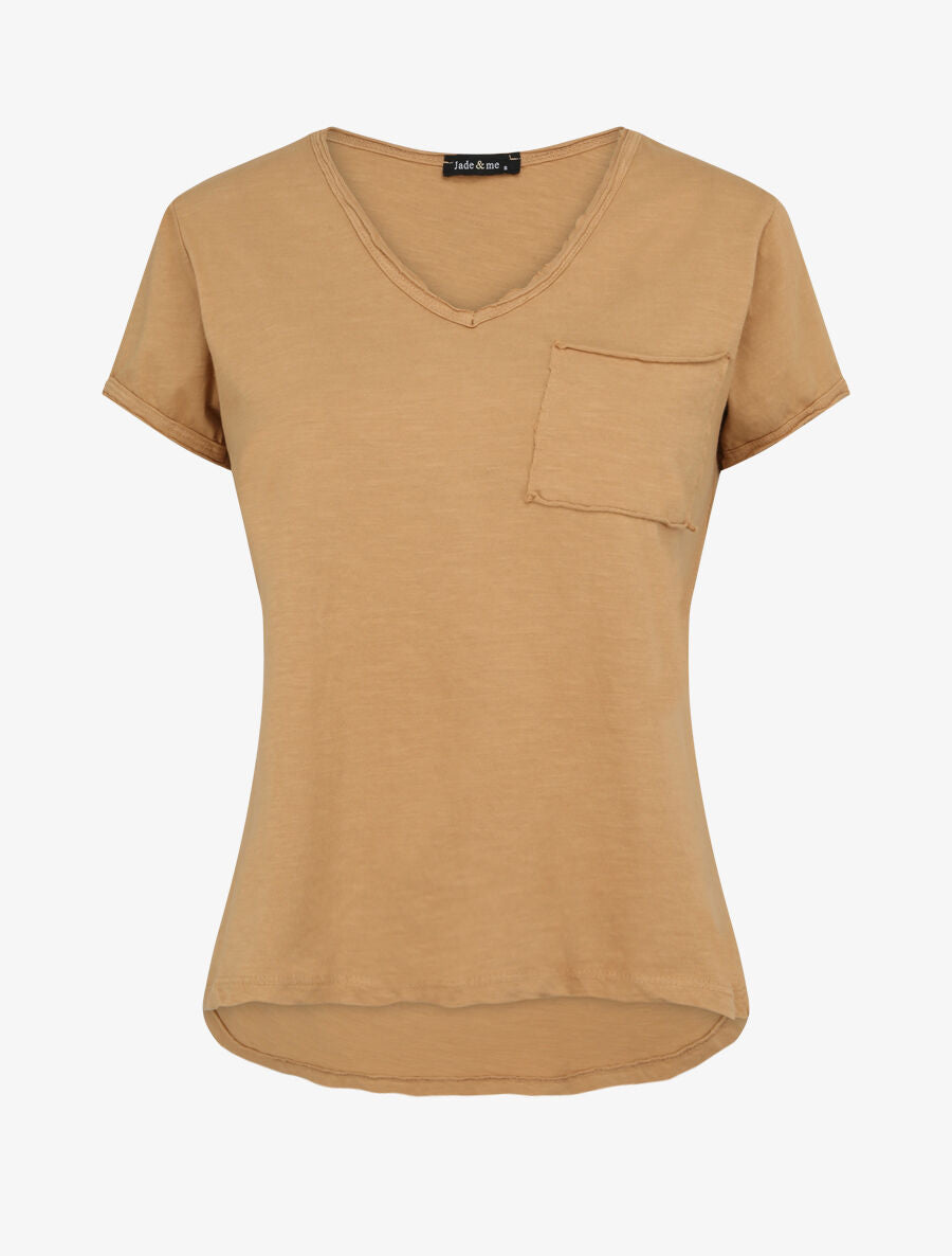 T-shirt droit uni manches courtes - Camel - 4