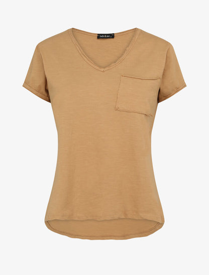 T-shirt droit uni manches courtes - Camel - 4