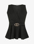 Top péplum à ceinture décorative - Noir - 1