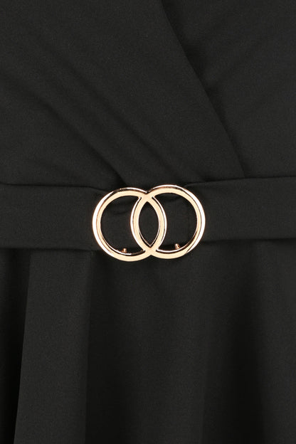 Top péplum à ceinture décorative - Noir - 3