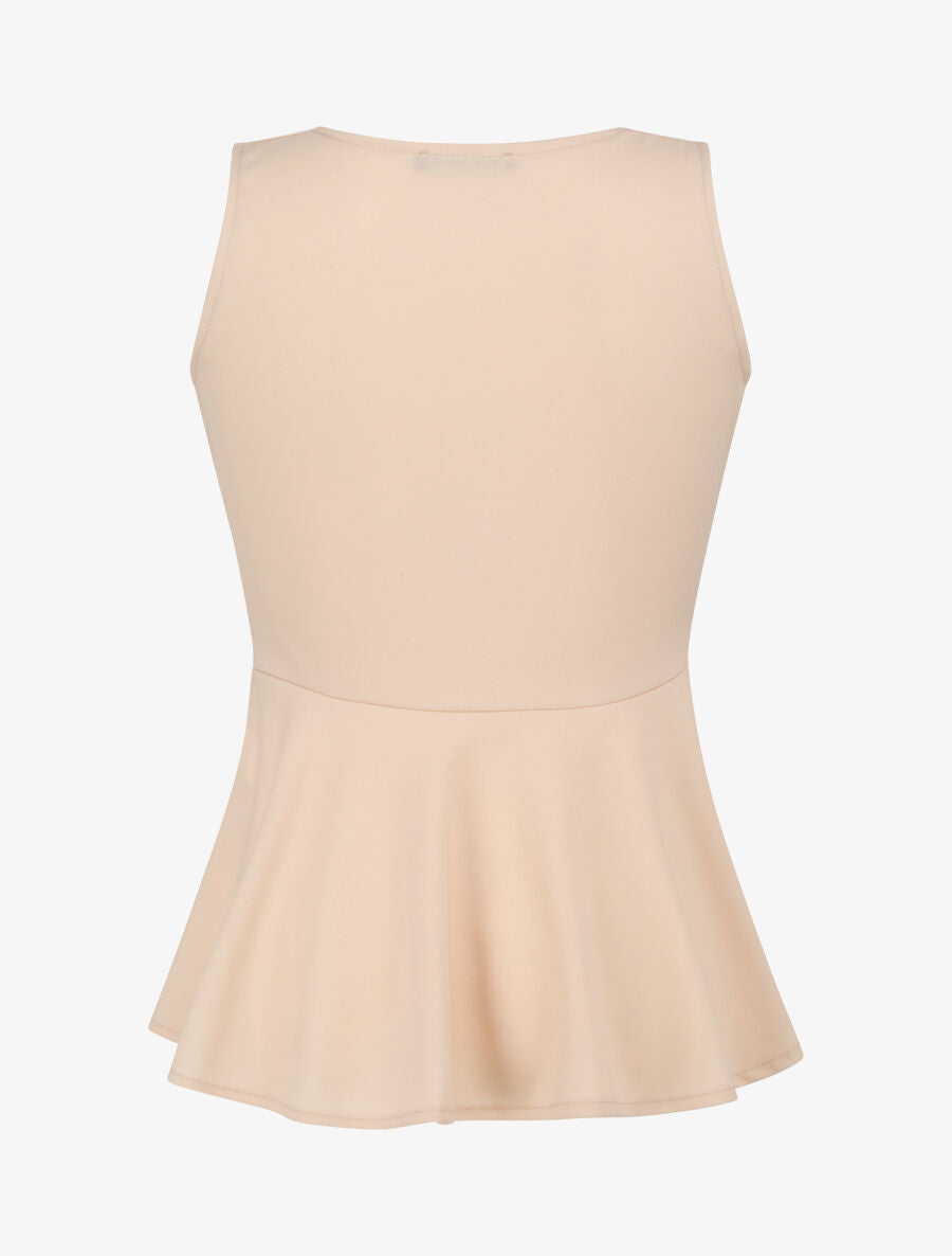 Top péplum à ceinture décorative - Beige - 2