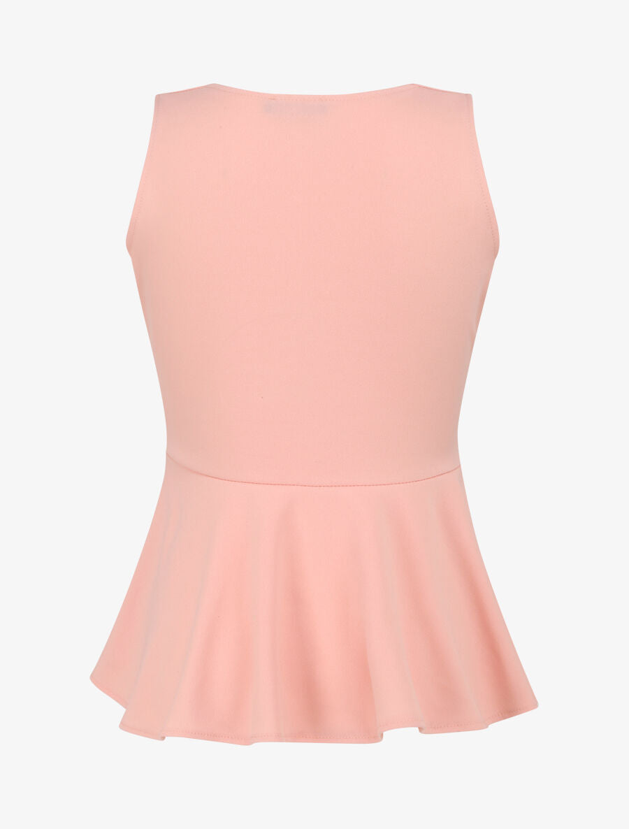 Top péplum à ceinture décorative - Rose pâle - 2